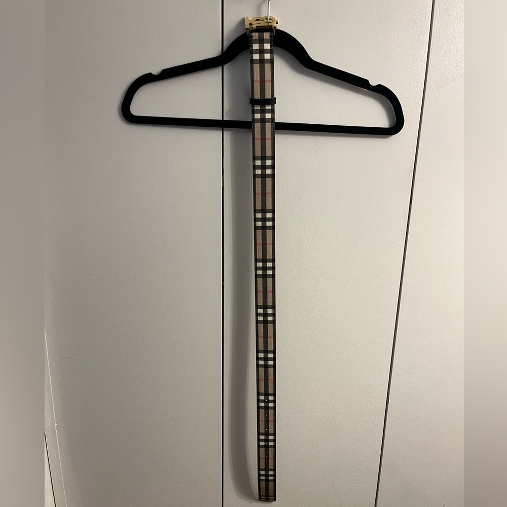 Burberry Beige and Black Checkered Belt